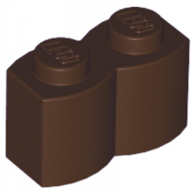 dark brown brick modified 1 x 2 with log profile
