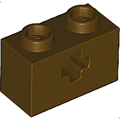 dark brown technic brick 1 x 2 with axle hole