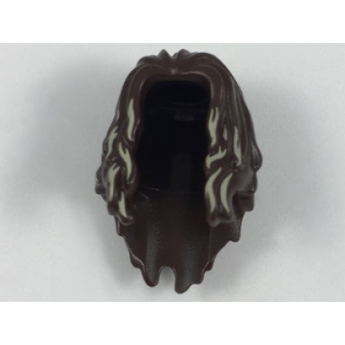 dark brown minifigure hair long parted in front with tan highlights pattern