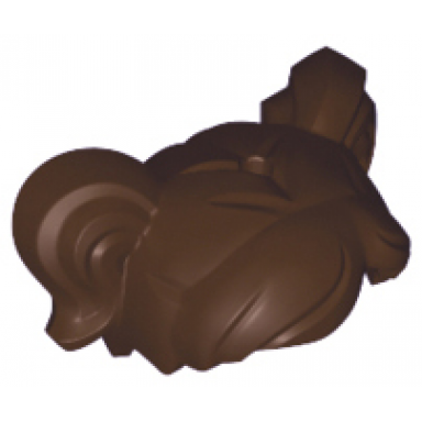 dark brown minifigure hair short parted with two pigtails hole on top