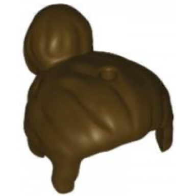 dark brown minifigure hair with top knot bun and bangs hole on top