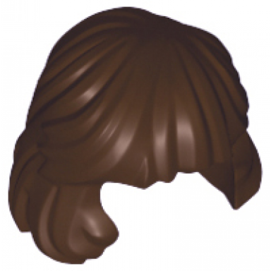 dark brown minifigure hair female mid-length combed behind ear