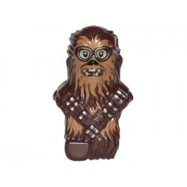 dark brown minifigure head modified sw wookiee with double bandolier and pouch chewbacca with medium nougat face fur teeth and goggles pattern