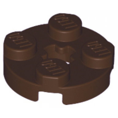 dark brown plate round 2 x 2 with axle hole