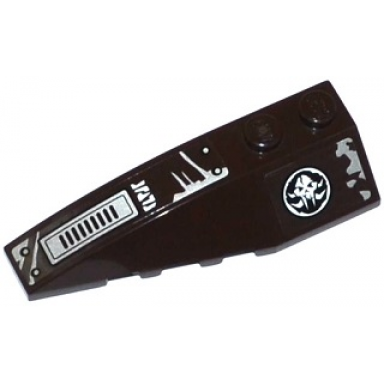 dark brown wedge 6 x 2 left with alien skull in black circle vents rivets and frost pattern stickers - set 70145