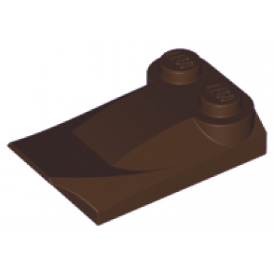 dark brown slope curved 3 x 2 x 2 3 with 2 studs wing end