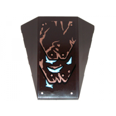 dark brown wedge 4 x 4 triple curved no studs with copper cracks and rivets bright light blue ice pattern sticker - set 70226