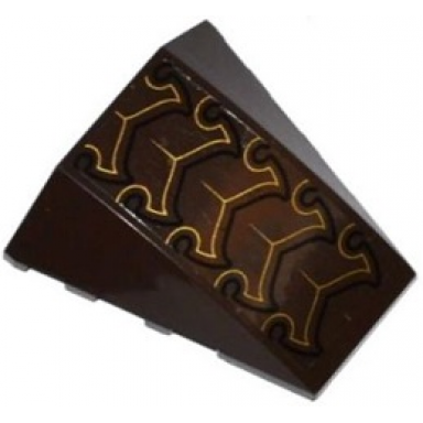 dark brown wedge 4 x 4 triple curved no studs with black and gold exoskeleton pattern sticker - set 70132