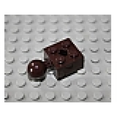 dark brown technic brick modified 2 x 2 with ball joint and axle hole