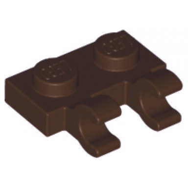 dark brown plate modified 1 x 2 with 2 open o clips horizontal grip