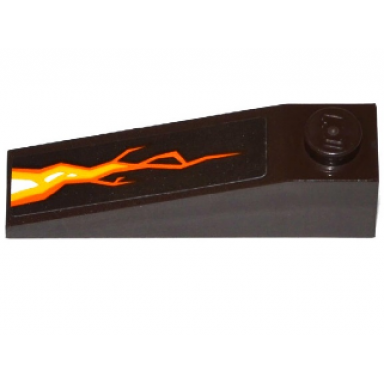 dark brown slope 18 4 x 1 with orange cracks and lava pattern sticker - set 70321