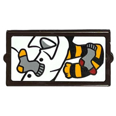 dark brown glass for window 1 x 2 x 3 with black and bright light orange striped scarf light bluish gray socks and white shirt pattern sticker - set 76405