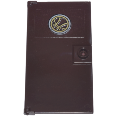 dark brown door 1 x 4 x 6 with stud handle with gold and light bluish gray circle with 4 curved lines seal of the vishanti pattern sticker - set 76218