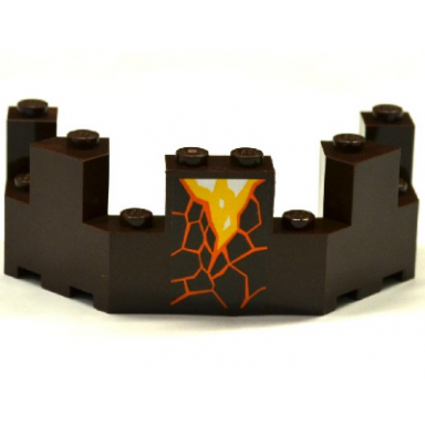 dark brown castle turret top 4 x 8 x 2 1 3 with cracks and lava pattern sticker - set 70321