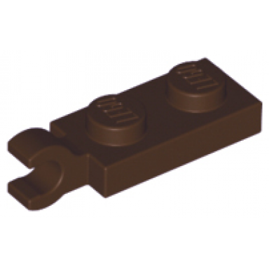 dark brown plate modified 1 x 2 with clip on end horizontal grip