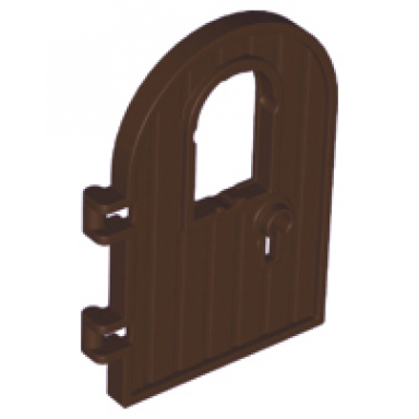 dark brown door 1 x 4 x 6 round top with window and keyhole reinforced edge