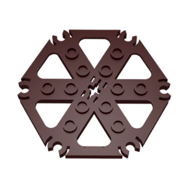 dark brown technic plate rotor 6 blade with clip ends connected water wheel - hollow studs