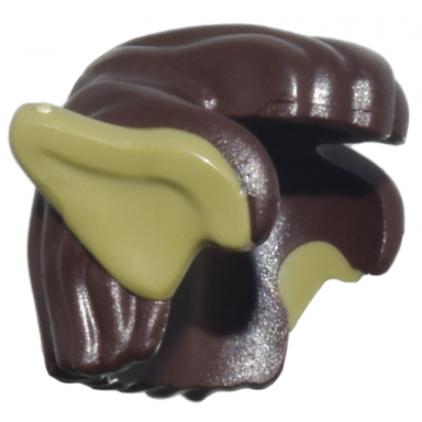 dark brown minifigure hair short swept back with molded olive green elf goblin orc ears pattern