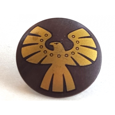 dark brown minifigure shield circular round convex face with gold eagle pattern