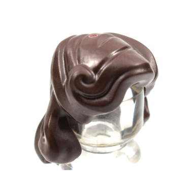 dark brown minifigure hair female mid-length wavy side strands tied back