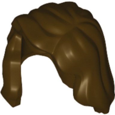 dark brown minifigure hair female mid-length with part over right shoulder