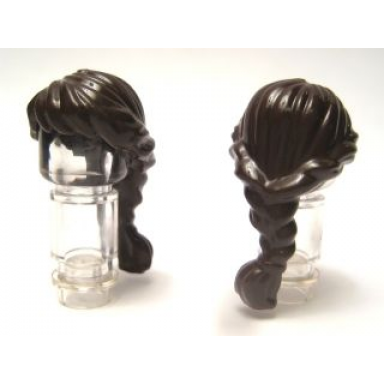 dark brown minifigure hair female ponytail long french braided
