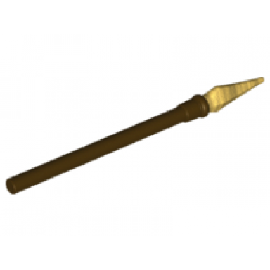 dark brown minifigure weapon pike spear elaborate with molded pearl gold tip pattern