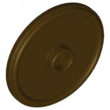 dark brown minifigure shield circular rimmed face with stud