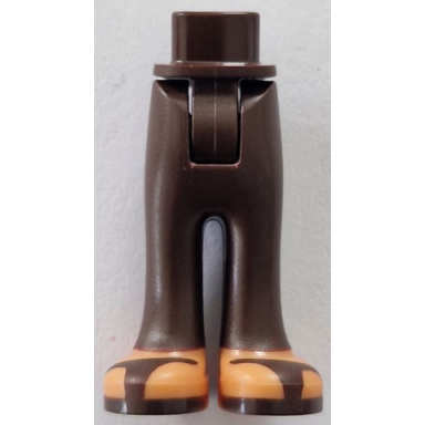 dark brown mini doll hips and trousers with back pockets with molded nougat feet and printed dark brown sandals and soles pattern - thick hinge