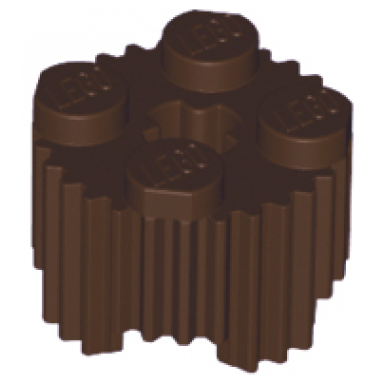 dark brown brick round 2 x 2 with axle hole and grille fluted profile