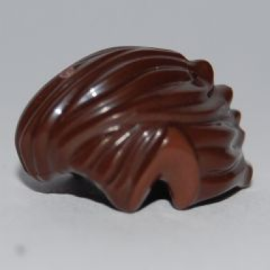 dark brown minifigure hair swept back with pointed reddish brown ears pattern