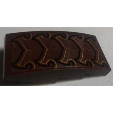dark brown slope curved 4 x 2 with black and gold exoskeleton tail segments pattern sticker - set 70132