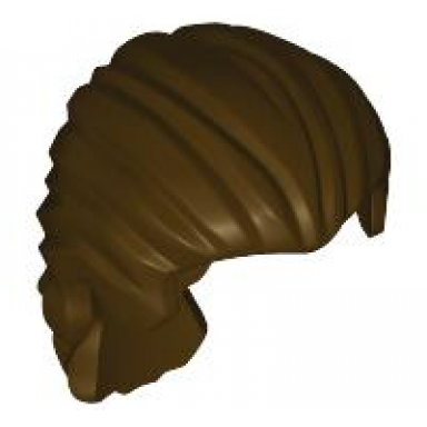 dark brown minifigure hair swept back with short ponytail