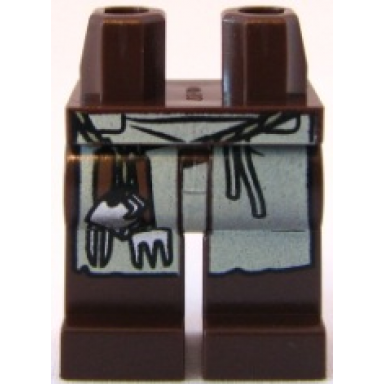 dark brown hips and legs with white apron and cooking utensils pattern