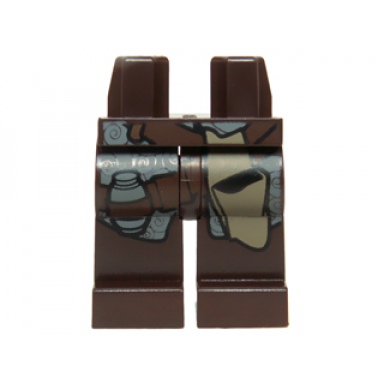 dark brown hips and legs with sw dark bluish gray robe with spirals straps with bottle and dark tan pouch pattern