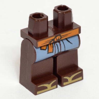 dark brown hips and legs with medium nougat sash sand blue coattails and dark tan zori sandals pattern