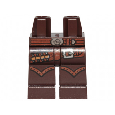 dark brown hips and legs with reddish brown belt with silver bullets and buckle pattern