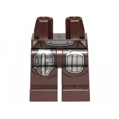 dark brown hips and legs with sw mandalorian silver beskar armor plates pattern