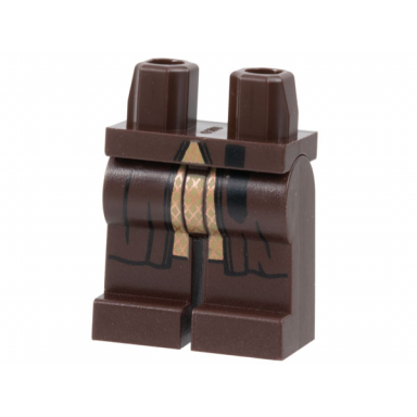 dark brown hips and legs with long coattails black belt end and tan center with copper mesh pattern