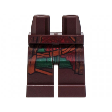 dark brown hips and legs with coattails dark green shirttails dark red sash and reddish brown straps pattern