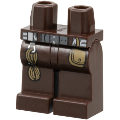 dark brown hips and legs with dark bluish gray belt silver trim and carabiner dark tan pouch and wound rope pattern