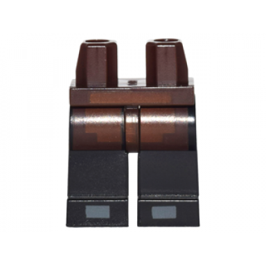 dark brown hips and black legs with pixelated reddish brown and dark brown pants and dark bluish gray shoes pattern