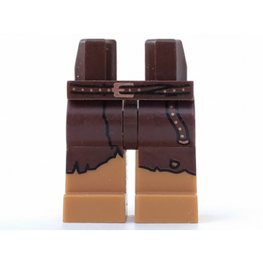 dark brown hips and medium nougat legs with dark brown leggings tattered and belt with copper buckle pattern