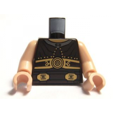 dark brown torso armor ribbed with disk and two buckles pattern light nougat arms light nougat hands