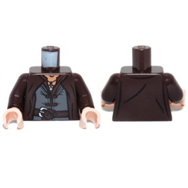 dark brown torso lotr coat with evenstar pendant double button shirt and belt pattern aragorn dark brown arms light nougat hands