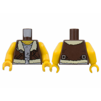 dark brown torso monster fighters flight vest with undershirt with dirt stains pattern yellow arms yellow hands