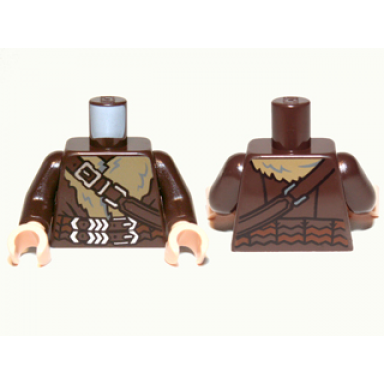 dark brown torso lotr coat with fur lining shoulder strap and double silver belt pattern dark brown arms light nougat hands