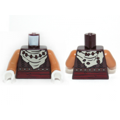 dark brown torso vest with dark red belt white bandana and brown necklace pattern medium nougat arms white hands