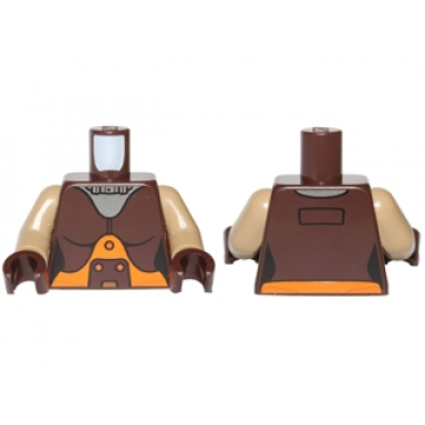 dark brown torso female space jumpsuit with orange belt and silver neck plate pattern sw hera syndulla dark tan arms dark brown hands