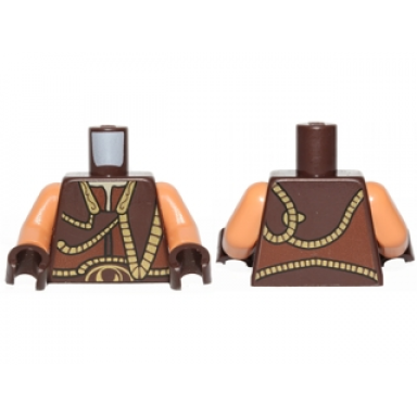 dark brown torso sw gungan vest with gold trim front and back pattern nougat arms dark brown hands